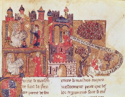 Ms 269 Fol.108 Aristoteles (384-322 př. n. l.) poučuje Alexandra Velikého (356-323 př. n. l.) o mravech a pohrdání ženami, z knihy Le Livre du Tresor od Brunetta Latiniho (1220-94). od Italian School