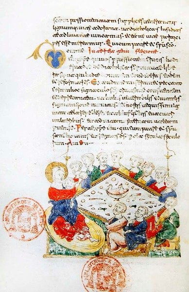 Ms 364 Poslední večeře z breviáře z Monte Cassina (pergamen) od Italian School