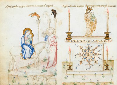 Ms 43-1950 fol. 3v Útěk do Egypta, ze Speculum Humanae Salvationis od Italian School