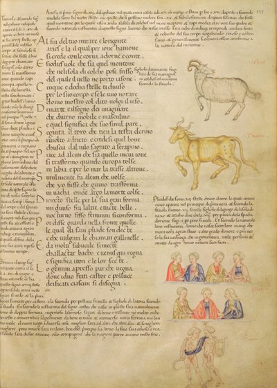 Paní Italien 87 fol. 171 Strana ilustrující astrologická znamení, z „De Civitate Dei, San Agostino“ (vellum) od Italian School