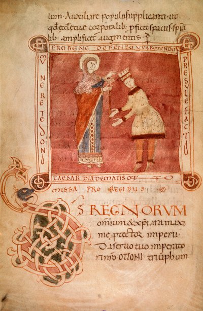 Ota I. korunovaný Pannou Marií, ze svátosti biskupa Warmonda (vellum) od Italian School