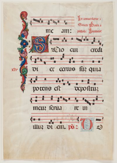 Stránka z misálu nebo sborové knihy, severní Itálie, první polovina 15. století (inkoust na pergamenu) (viz také 499213) od Italian School