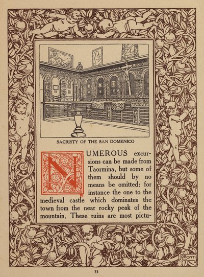 Stránka z prospektu hotelu San Domenico Palace, Taormina (litografie) od Italian School