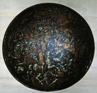 Pageant Shield s výjevy z římské historie (malované dřevo) od Italian School