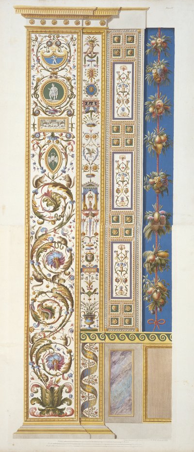 Panel z Raphael Loggia ve Vatikánu, z Delle Loggie di Rafaele nel Vaticano, rytý Giovanni Ottaviani (asi 1735-1808), publikováno asi 1772-77 (ručně kolorovaná rytina) od Italian School