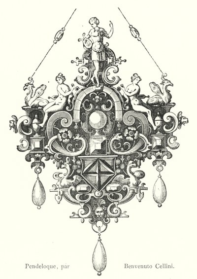 Pendeloque, od Benvenuto Cellini (rytina) od Italian School