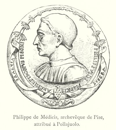Philippe de Medici, archèveque de Pise, atribut Pollaiuolovi (rytina) od Italian School