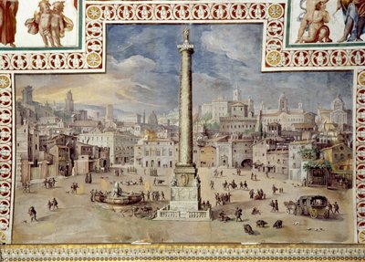 Piazza Colonna, Řím od Italian School