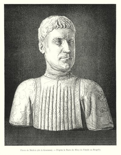 Pierre de Medici, nazývaný Goutty, podle busty Mino da Fiesole v Bargello (rytina) od Italian School
