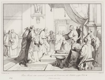 Pietro Bembo zvolen kardinálem a předložen Contarinim a Sadoletem papeži Pavlu III od Italian School