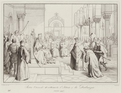 Pietro Orseolo II si podmaní Istrii a Dalmácii, 997 (rytina) od Italian School