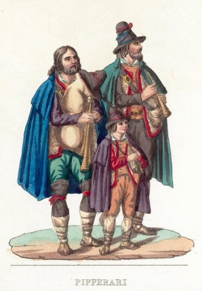 Pifferari (barevná rytina) od Italian School