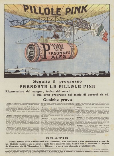 Růžové pilulky (barevná litografie) od Italian School