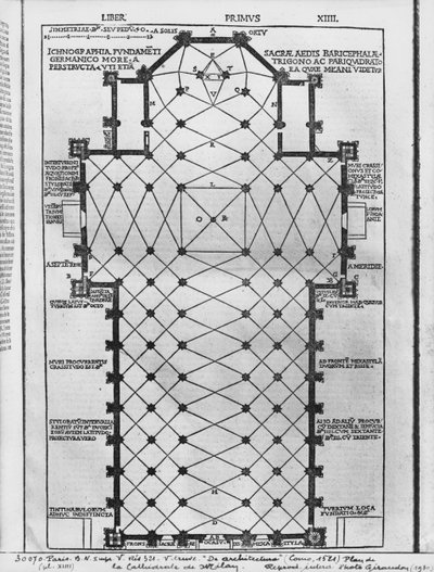 Plán milánské katedrály, ilustrace z De Architectura od Vitruvia, Como, 1521 od Italian School