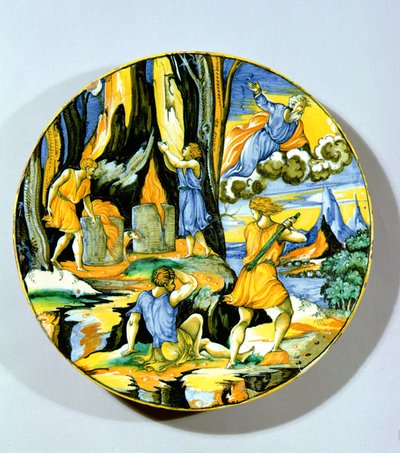 Deska zobrazující Kaina zabíjejícího Abela, Rimini, polovina 16. století (maiolica) od Italian School
