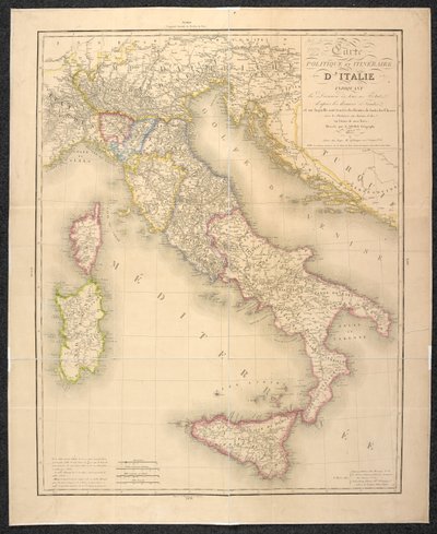 Politická mapa označující rozdělení států Itálie od Italian School