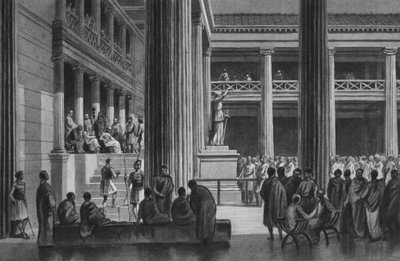 Pompeje: bazilika (litho) od Italian School