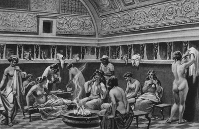 Pompeje: Interiér lázní Fora (litho) od Italian School