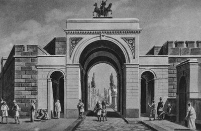 Pompeje: Porta Ercolana (litho) od Italian School