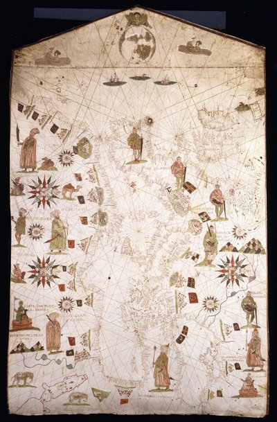 Portolanská mapa Středomoří a severní Evropy, cca 1575-1600 od Italian School