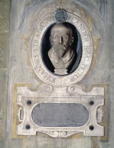 Portrétní busta Joannese Stradanuse, vlámského malíře, kreslíře a návrháře tapisérií, narozeného Jana van der Straeta v Bruggách, působícího v Itálii, také známého jako Giovanni Stradano (1523-1605) (mramor) od Italian School