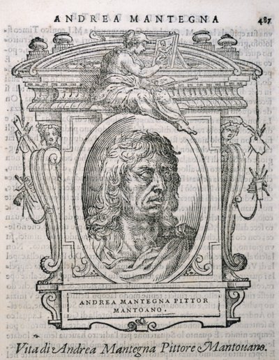 Portrét Andrey Mantegny (asi 1430-1506) z Vasaris Lives of the Artists, poprvé publikován v roce 1550 od Italian School