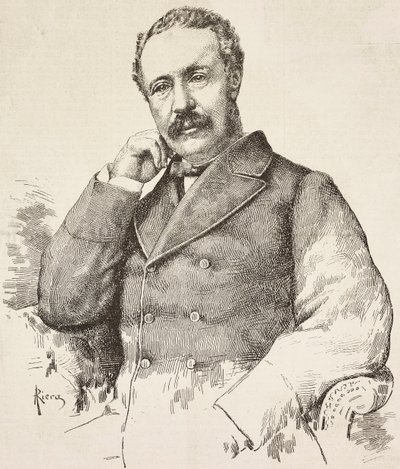 Portrét Charlese George Gordona, známého jako Gordon Pasha (1833-1885), britského generála, rytina z kresby A Riera, z L