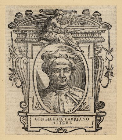 Portrét Gentile da Fabriano, italský malíř, mezinárodní gotický styl, circa 1370-1427 od Italian School