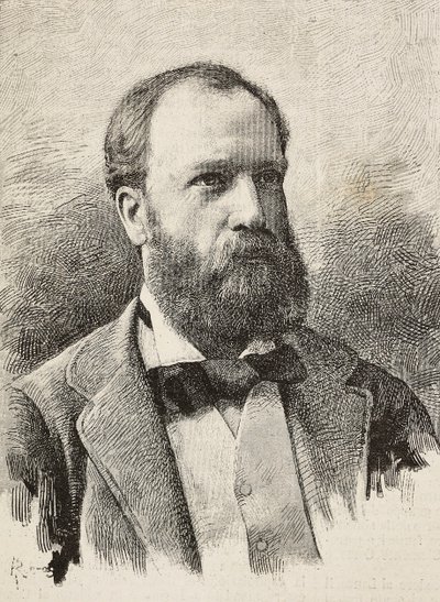 Portrét Karla Hillebranda (1829-1884), německého historika, rytina Riery z fotografie Schemboche, z L