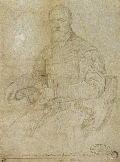Portrét Tiziana (Tiziano Vecellio) (asi 1485-1576) Římská škola (uhl na papíře) od Italian School
