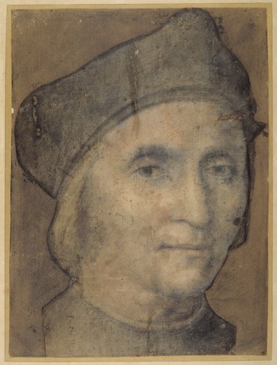 Portrét preláta, cca 1510 (černé a růžové křídy) od Italian School