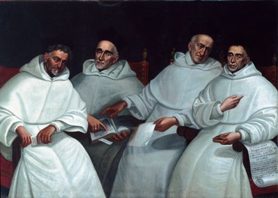 Portrét inkvizitorů Michele Sasso, Tommaso Novaro, Vincenzo Regitudine, Ambrogio Roggeri Obraz boloňské školy. 17. století. Taggia, klášter San Domenico od Italian School