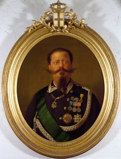 Portrét italského krále Vittoria Emanuela II. (Victor Emmanuel) (Victor-Emmanuel) (1820-1870) Anonymní obraz. Soukromá sbírka z 19. století - Portrét italského krále Viktora Emanuela II. (Vittorio Emanuele II.) (1820-1870). Anonymní malování od Italian School