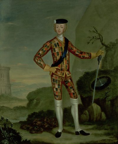 Princ Charles Edward (Bonnie Prince Charlie, 1720-88) v Tartanu od Italian School
