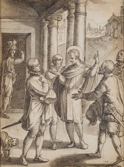 Náboženské scény (pero a inkoust na papíře) od Italian School