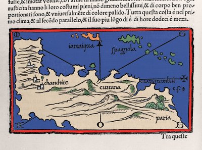 Zastoupení Karibských ostrovů a pobřeží Venezuely. Isolario (mapa ostrovů) od Benedetta Bordonea. Benátky 1547 od Italian School