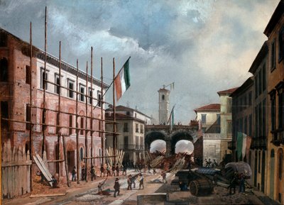 Revoluce 1848, Pět dní Milána: obrana oblouku Porta Nuova 19. března (malba od Italian School