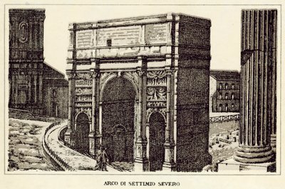 Řím: Oblouk Septimia Severa (litho) od Italian School