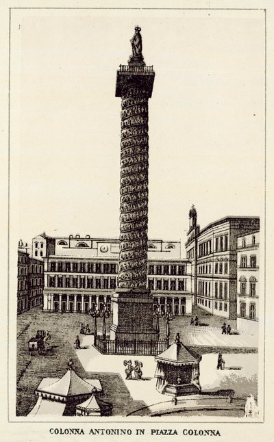 Řím: Antoninův sloup na Piazza Colonna (litho) od Italian School