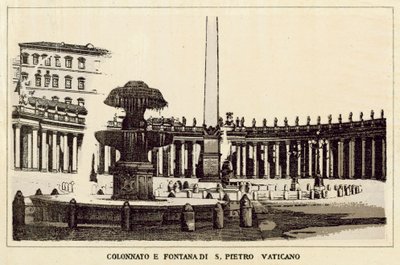 Řím: Kolonáda a fontána svatého Petra Vatikán (litho) od Italian School