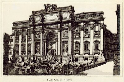 Řím: Fontána di Trevi (litho) od Italian School