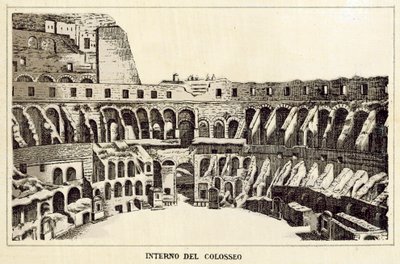 Řím: Interiér Kolosea (litho) od Italian School