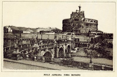 Řím: Mole Adriana Roman Forum (litho) od Italian School