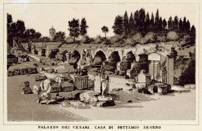 Řím: Palazzo Dei Cesari, Dům Septimia Severa (litho) od Italian School