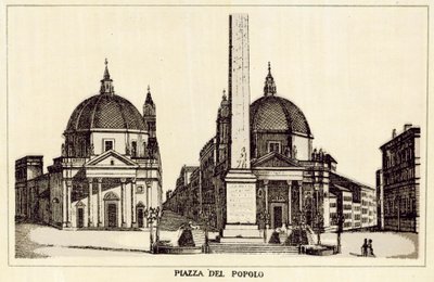 Řím: Piazza Del Popolo (litho) od Italian School