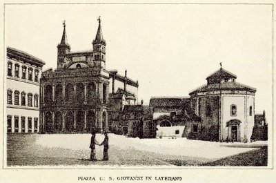 Řím: Piazza Di S Giovanni Laterano (litho) od Italian School