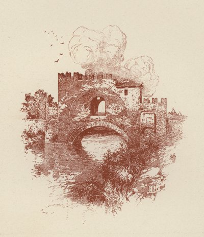 Řím, most Nomentano (litografie) od Italian School