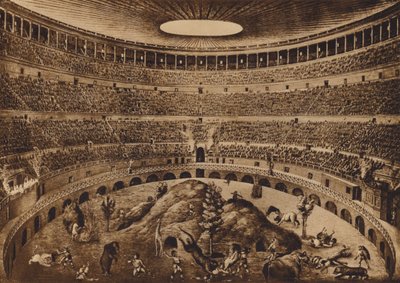 Řím / Rome: Interiér Kolosea, Hon na veletrhy, historická rekonstrukce (litografie) od Italian School