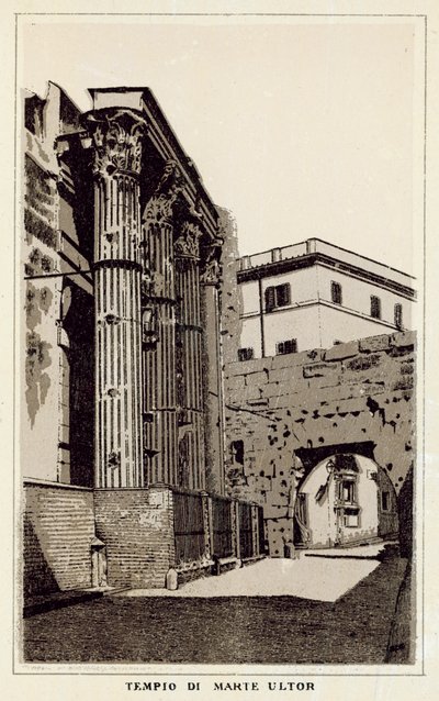Řím: Chrám Mars Ultor (litho) od Italian School