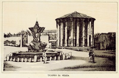 Řím: Chrám Vesta (litho) od Italian School